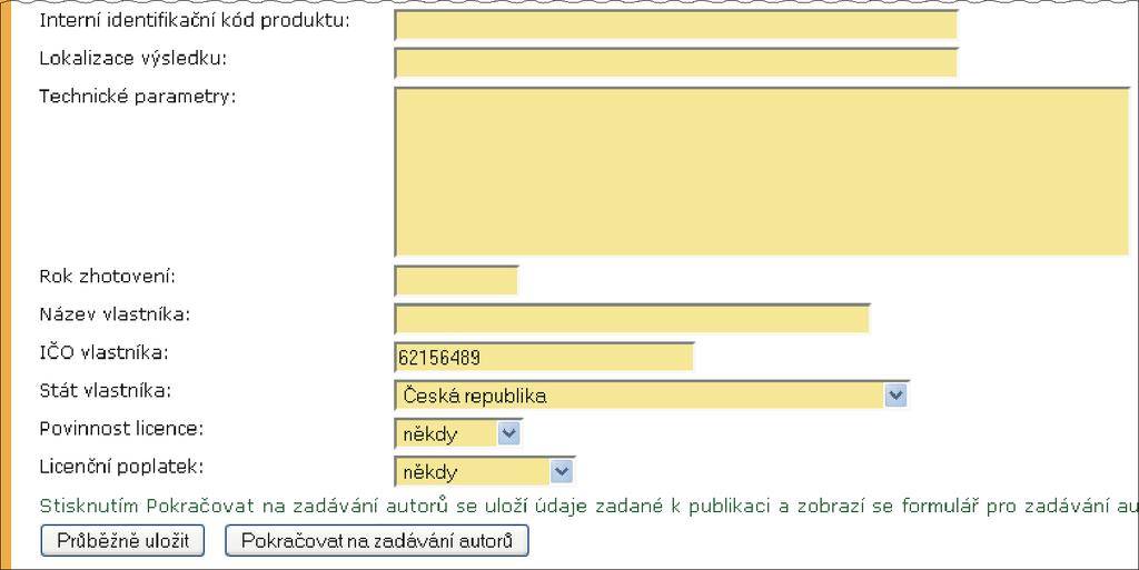 12 MOJE PUBLIKACE Obrázek 62 Software try, rok zhotovení a způsob využití výsledku (bez omezení okruhu uživatelů, orgány státní správy nebo veřejné zprávy, pouze poskytovatel).