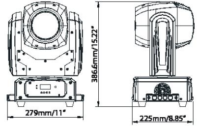 MONTÁŽ (pokračování) Vizi Beam RXONE lze provozovat ve třech montážních polohách visící obráceně ze stropu, namontovaný bokem na nosníku nebo postavený na plochém rovném povrchu.