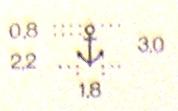 přístavních staveb, majáků a znaků plavební signalizace (obr. 31). Symbol představující kilometrovník (obr. 32) byl v roce 1956 zvětšen a k tomu vyplněn černou barvou.