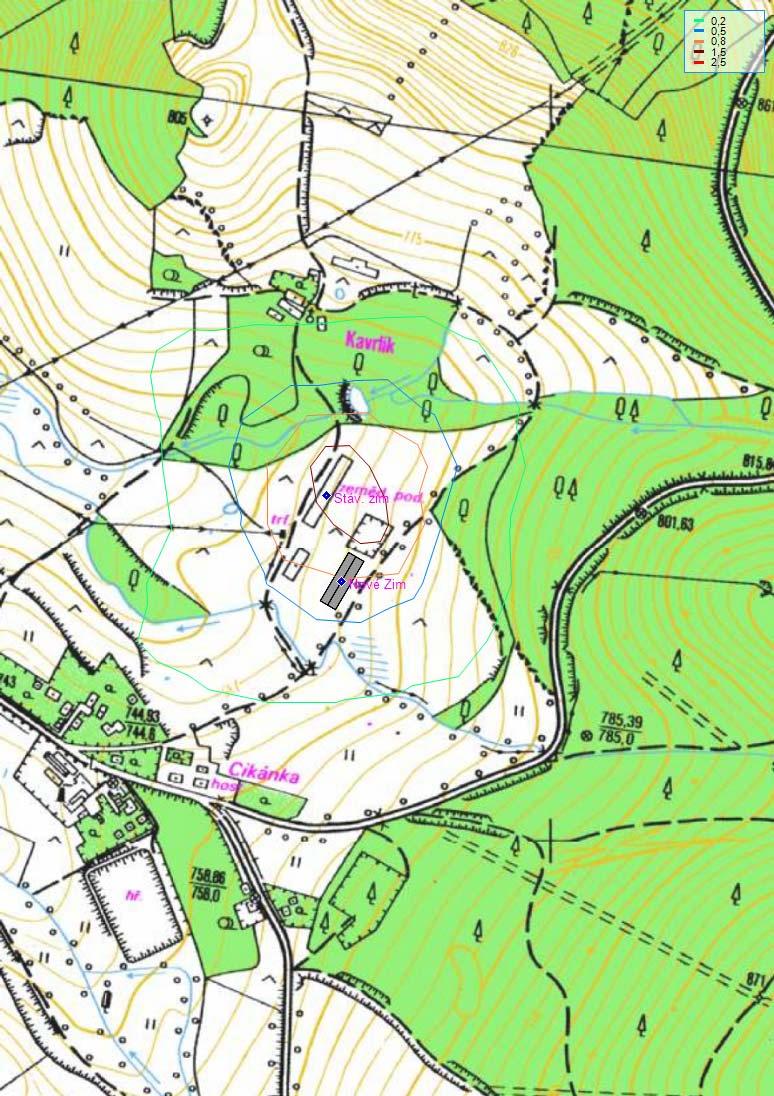 Průměrná roční koncentrace NH 3 před realizací záměru [μg/m 3 ] EIA