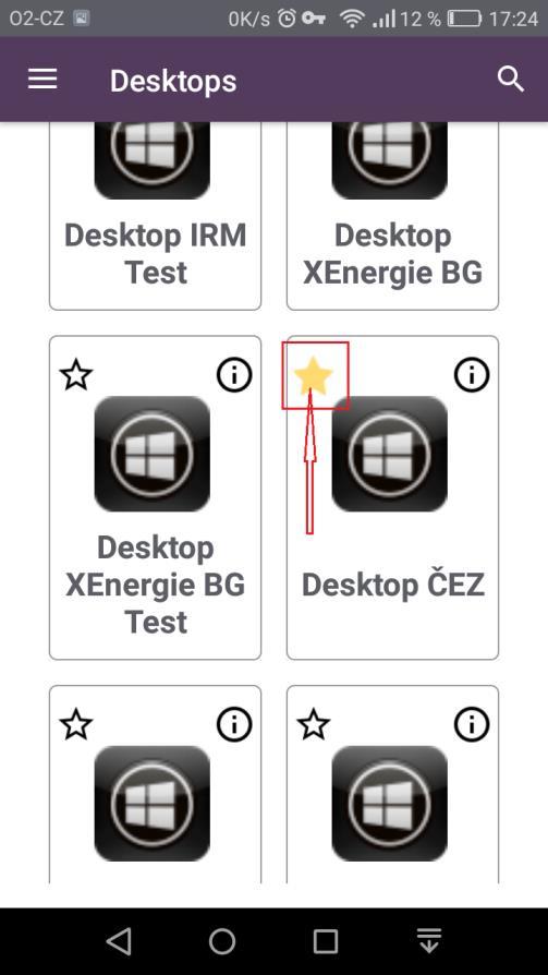 přidělených Desktops a Apps lze zvýraznění hvězdičky umístit