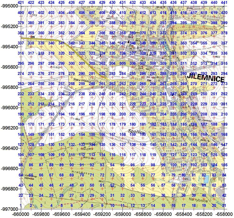 Situační mapka výpočtových bodů,