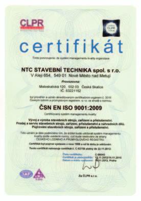 PŘEDSTAVENÍ SPOLEČNOSTI Společnost NTC STAVEBNÍ TECHNIKA spol. s r. o.