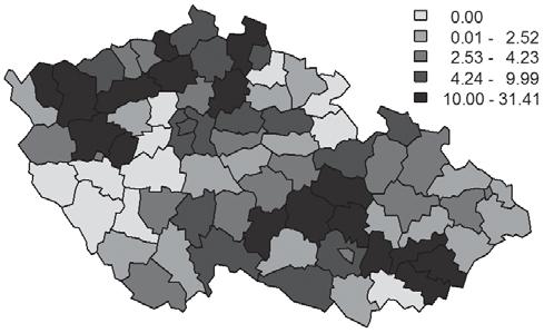 INFORMACE Z NRL A ODBORNÝCH PRACOVIŠŤ SZÚ 15 případů) a Žďár nad Sázavou (nemocnost 28,8/100 000 obyv., 34 případů).