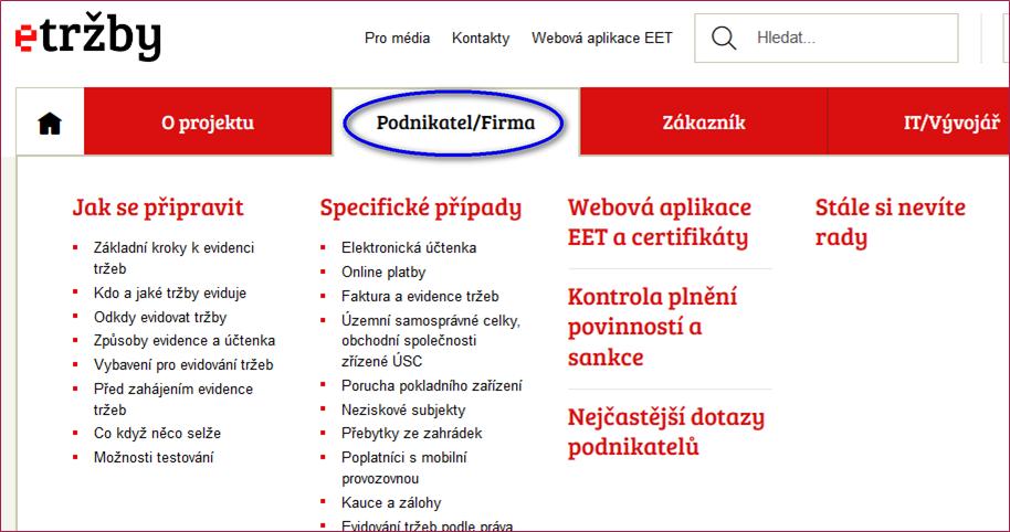 Doporučujeme Základní Web etrzby.