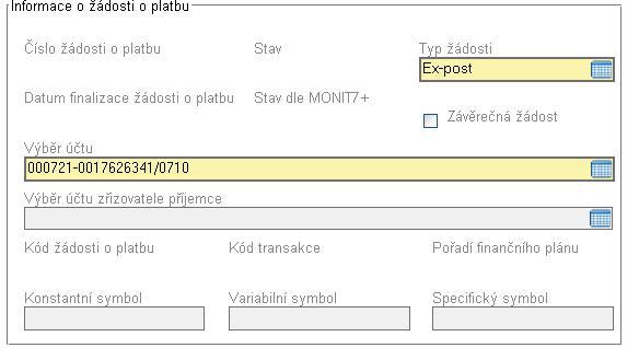 navázaná na žádost o platbu. Bez monitorovací zprávy nelze finalizovat žádost o platbu. Finálně uložená a navázaná může být vždy jen jedna monitorovací zpráva.