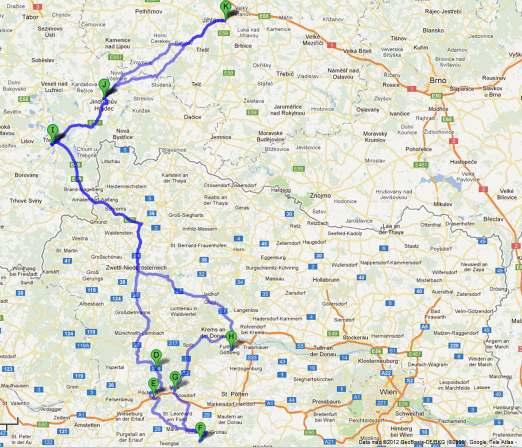 13.5 Trasa zájezdu Trasa dosahuje 540 km a byla navržena tak, aby ubytování bylo spojené s návštěvou poslední zahrady první den exkurze. Návštěvníci se tak nemuseli nikam dále přesouvat kvůli noclehu.