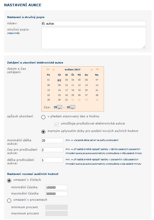 absolvovat samotnou eaukci (soutěž uchazečů) v aukční síni, připojit výsledky z eaukce k hodnocení nabídek. 30.1 VYTVOŘENÍ AUKČNÍCH KOL Pro jednotlivé položky vytvoříte na sobě nezávislá aukční kola.