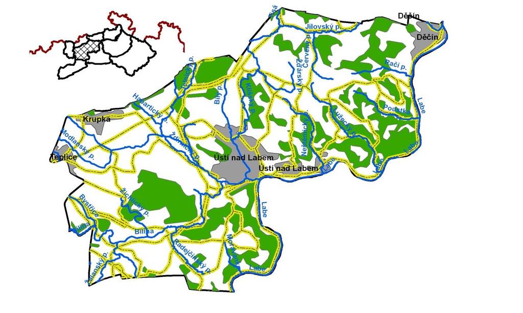 2. VYMEZENÍ HGR 4612 HGR 4612 zahrnuje území levostranných přítoků Labe v oblasti výskytu křídových sedimentů mezi Děčínem Ústím nad Labem a Teplicemi.