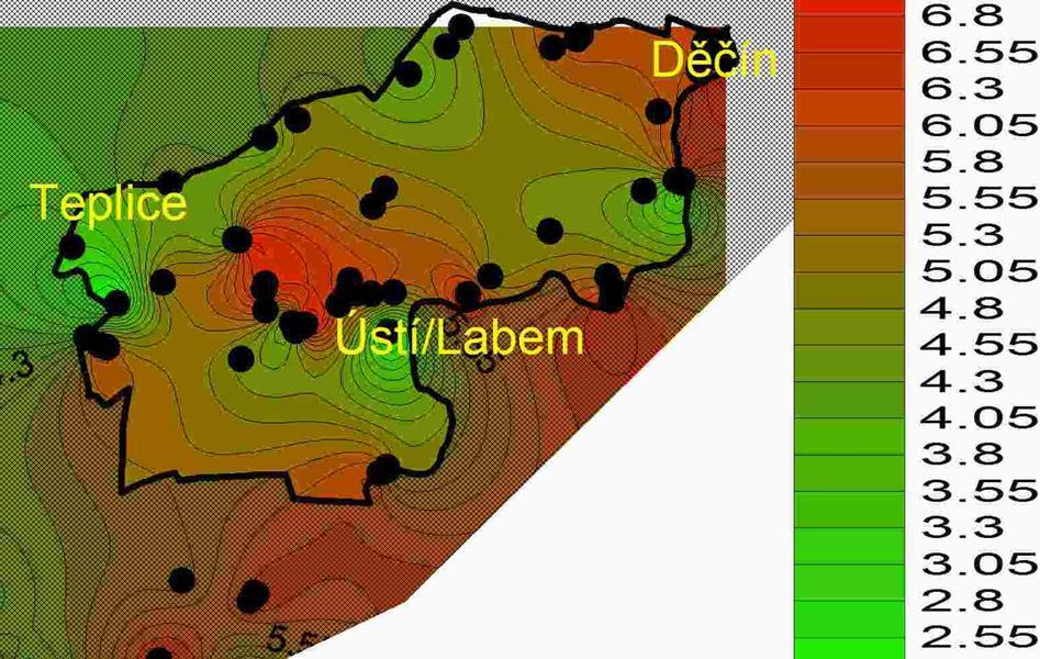 představuje skupina vrtů v prostoru mezi Ústím nad Labem a Teplicemi s indexem Y odpovídajícímu hodnotám transmisivity převyšující 1.10-2 m 2 /s.