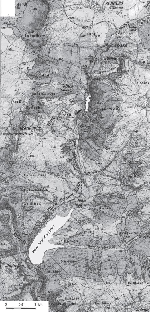 Praha, 23. -24. červen 2016 Obr. 5 Mapa 3. vojenského mapování Rakouské monarchie z roku 1890, upraveno autorem.