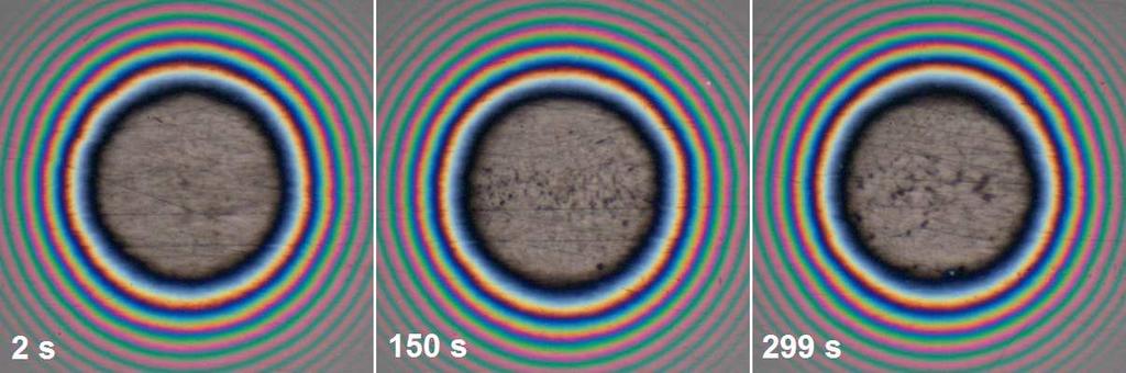 Tloušťky filmu dosahovaly během celého měření hodnot pouze v rozmezí několika desetin nanometru (obr. 6.