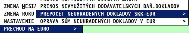 zvoliť jednotlivú agendu alebo si zvoliť ponuku VŠETKY AGENDY. Tlač prepočtu na EURO inventarizačná zostava k EUR.