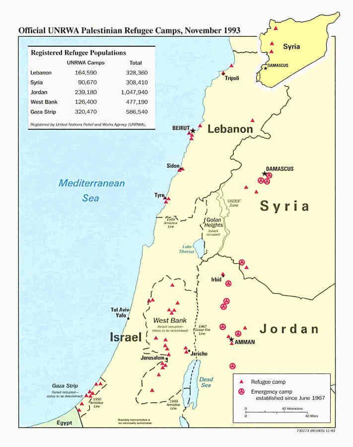 9) Palestinské uprchlické tábory stav v listopadu 1993