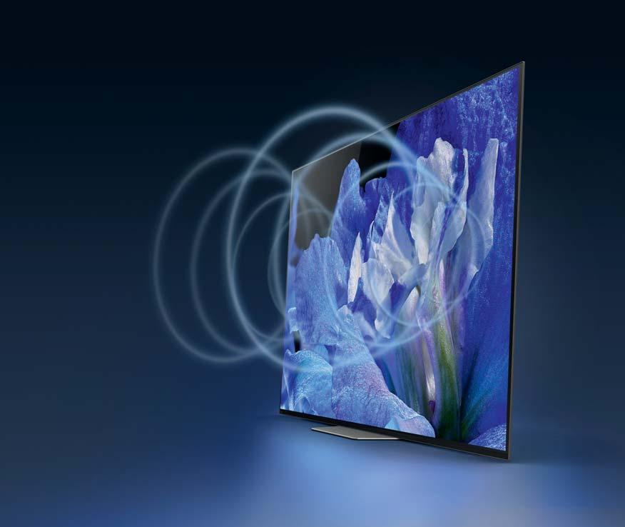 BRAVIA OLED Obrazovka se stala reproduktorem Acoustic Surface Revoluční koncepce ozvučení Speciální aktivační mechanismy, které vyvinula společnost Sony, umístěné za televizorem jemně vibrují a