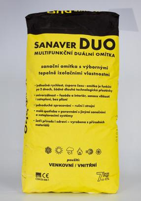 jádrová a finální omítka v jednom plně odolná proti působení soli vyplavovaných z vlhkého zdiva na omítce nevznikají plístě, není třeba dodatečná protiplísňová úprava ÚSPORA malá