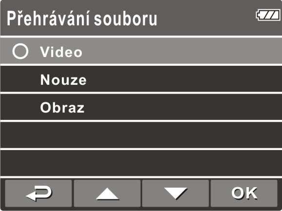 3.2 Přehrávání videa a prohlížení fotografií 1. Probíhá-li nahrávání, zastavíte ho stisknutím tlačítka. Zobrazí se Stand-by obrazovka. 2. Tlačítkem otevřete nabídku OSD. 3.