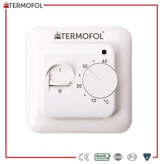 TERMOFOL TF-H3 Termostat TERMOFOL TF-H3 Ovládání za pomocí regulačního kolečka. Zařízení pracuje v režimu řízení teploty podlahy. Termostat používaný pro elektrické podlahové vytápění. Napájení 230 V.