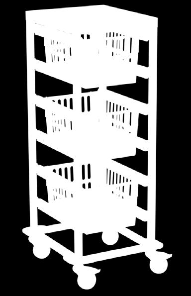 lišty: 40 cm (kat. č. 11427VAR02) - celkový počet pozic tohoto vozíku: 6-3/4 velikost košů (nelze kombinovat se STANDARDNÍ velikostí košů) - v ceně tohoto vozíku: 3x 3/4 MS koš vel. L - kat. č. 11418 - nosnost plastového MS koše max.