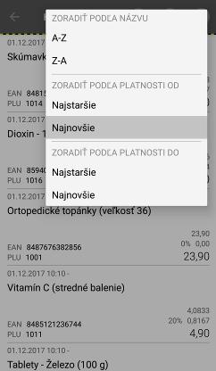 kliknutím mimo zobrazených okien (pri vyhľadávacom okne taktiež potiahnutím otvoreného okna smerom dole). 3.13.