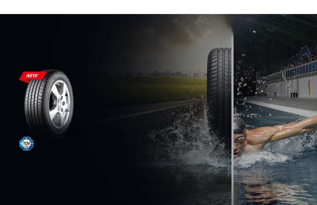 Turanza T005 Výhody pneumatík Turanza T005 Vládnite svojej ceste aj za daždivých dní NOVINKA Najlepší v triede vo výkonoch na mokre Najvyššie hodnotená pneumatika v zatáčanie a brzdenie na mokrom