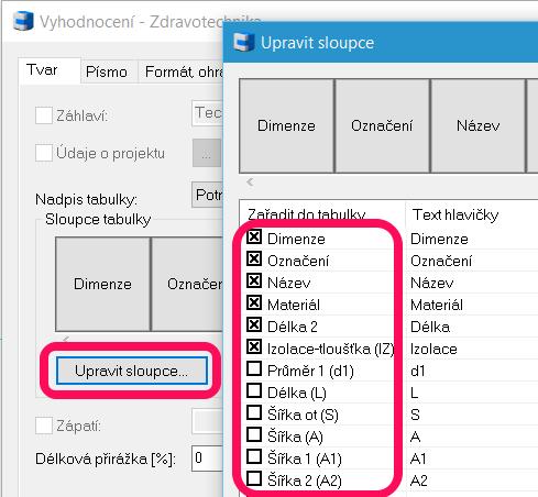 Výkazy materiálu Pro větší přehlednost se nyní při vytváření vlastního vzhledu tabulek zobrazují plné názvy vlastností (ne pouze jejich označení. Jedná se např.