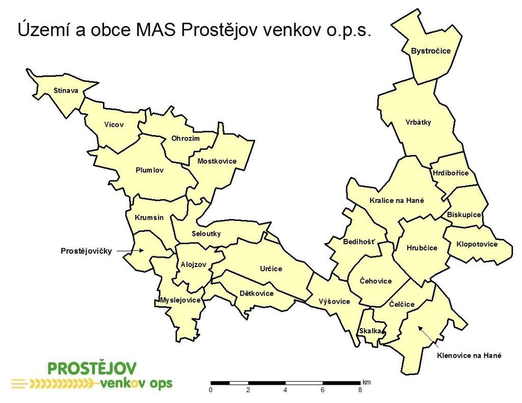 Obr. č. 18: Území a obce MAS Prostějov venkov Zdroj: http://www.maspvvenkov.