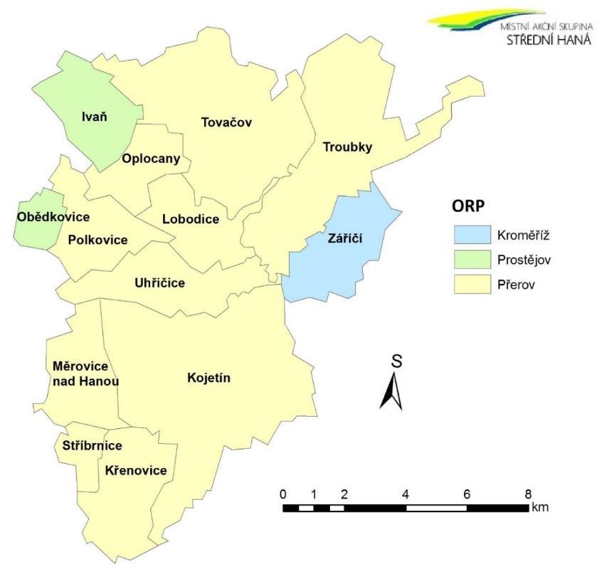 Stránka 7 z 137 2. Analytická část 2.1. Socio-ekonomická analýza Region Střední Haná v současnosti zahrnuje území o ploše 141,12 km 2 v rovinaté oblasti Hané jižně od měst Olomouce, Přerova i Prostějova.