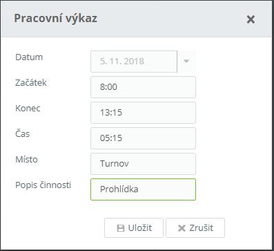 (viz kapitola Přepočítat) Tab. 8: Osobní výkaz záložka Pracovní výkaz Aktualizuje data na webové stránce (lze docílit i stiskem klávesy F5). Exportuje data např. do PDF nebo Excel souboru.