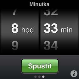 3 Švihnutím nastavte hodiny a minuty zbývající do spuštění budíku a poté klepněte na tlačítko.