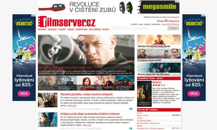 FILMSERVER.CZ Inzertní možnosti: Nejambicióznější filmový web na českém internetu, kde najdete pravidelný denní přísun novinek, trailerů a zajímavostí ze světa filmu.