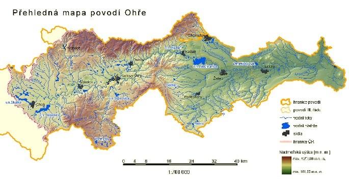 Obr. 2 Mapa povodí Ohře [2] 2.2.3 Bílina Také z levé strany přitéká do Labe Bílina a to v Ústí nad Labem na jeho 764,89 ř.