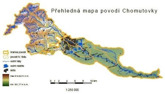 Obr. 5 Mapa povodí Chomutovky [2] 2.3 Klima Vzhledem k vyšší nadmořské výšce je v této oblasti klima vlhké a studené. Rychlou změnu počasí přinášejí převáţně západní a severní větry.