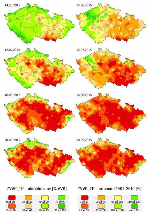 Zásoba vody v půdě Sucho - 2015 Zásoba