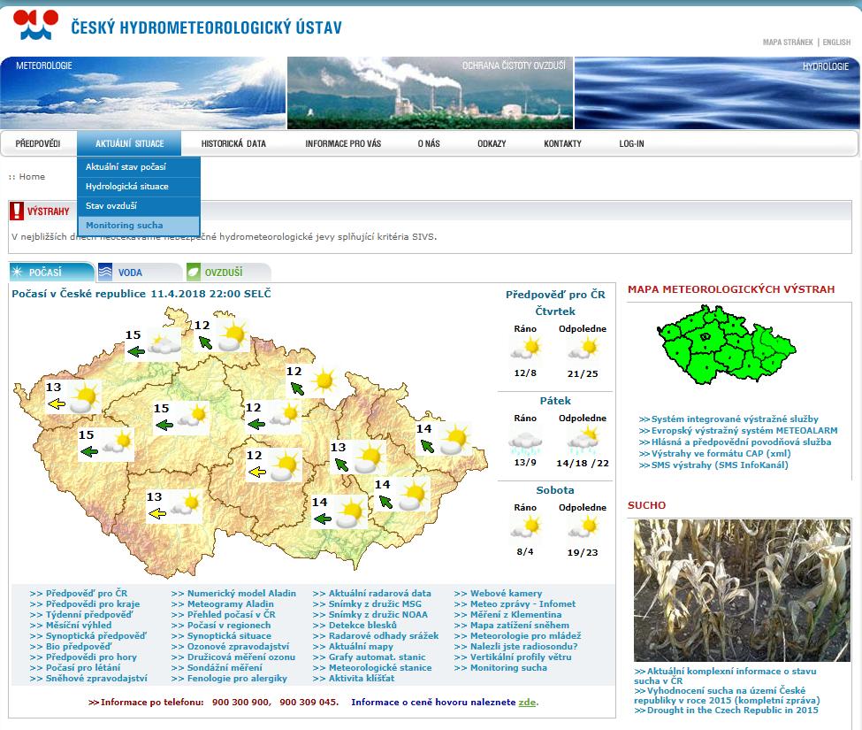 Informace o suchu ČHMÚ Klimatické a půdní sucho Hydrologické