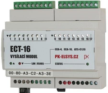 Členění přenosových modulů řady EC Z pohledu směru přenosu signálu se moduly EC člení do těchto základních skupin: Vysílací modul ECT (modul se vstupy) Přijímací modul ECA (modul s výstupy)