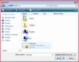 Vyberte Vámi stažený certifikát z plochy a