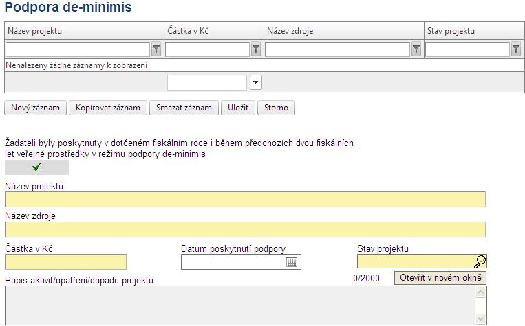 ~ 64 ~ V poli Popis aktivit/opatření/dopadu projektu (nepovinné) žadatel uvede informace o daném projektu a způsobu použití poskytnutých prostředků.