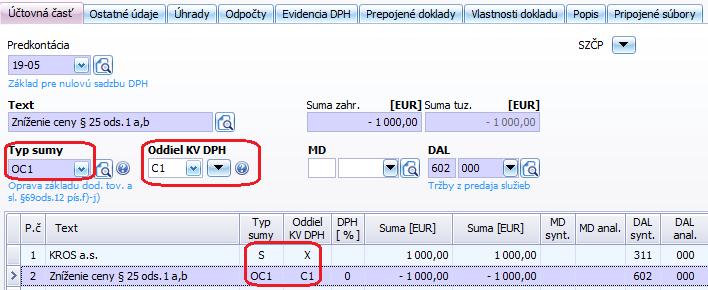 Ako vystavíte dobropis na stavebné práce? V okruhu OD použijete automatické účtovanie 19 OD Oprava základu 25 od.1 a,b (dobropis). Sumu doplníte do 0 % sadzby DPH.