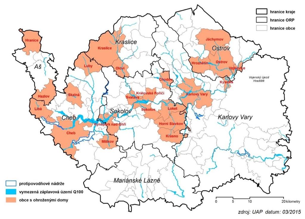 pomůcky je nutné udržovat aktuální, aby ochrana před povodněmi byla efektivní. Záplavové oblasti na území KK jsou vyznačena na obrázku níže. Obrázek 16.
