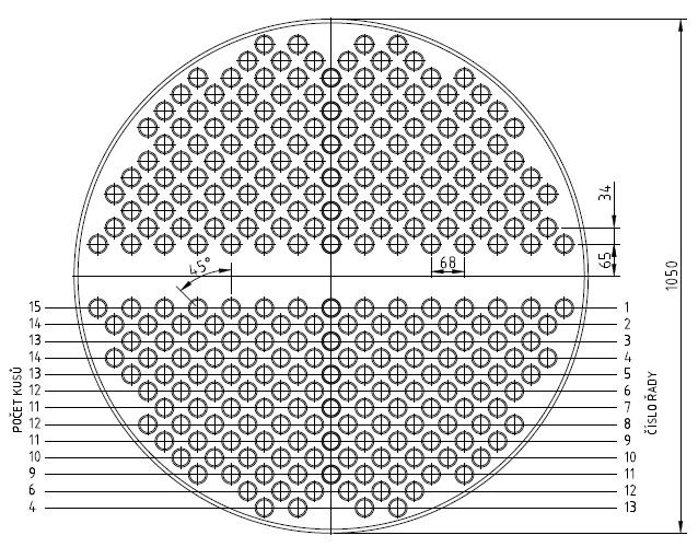 Vnější eplosměnná plocha 3 A Q 900 10 129,68 p T k 82,4 84,21 [m2] (8.49) ln Průměrná délka jedné rubky Ap 129,68 l r 3,772 [m] (8.50) π d 2 n π 0,038 2 144 o r 8.2.4 VÝPOČET ROVNÉHO ÚSEKU TRUBEK Výparník je navržen jako U-rubicový výměník ve 13 řadách.