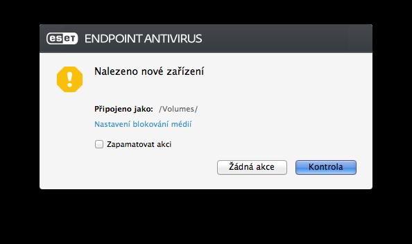 7.2 Blokování výměnných médií ESET Endpoint Antivirus může kontrolovat obsah připojených zařízení (CD, DVD, USB, ios zařízení atp.