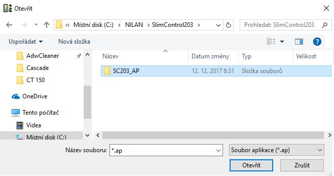 Vyberte složku SC203_AP a