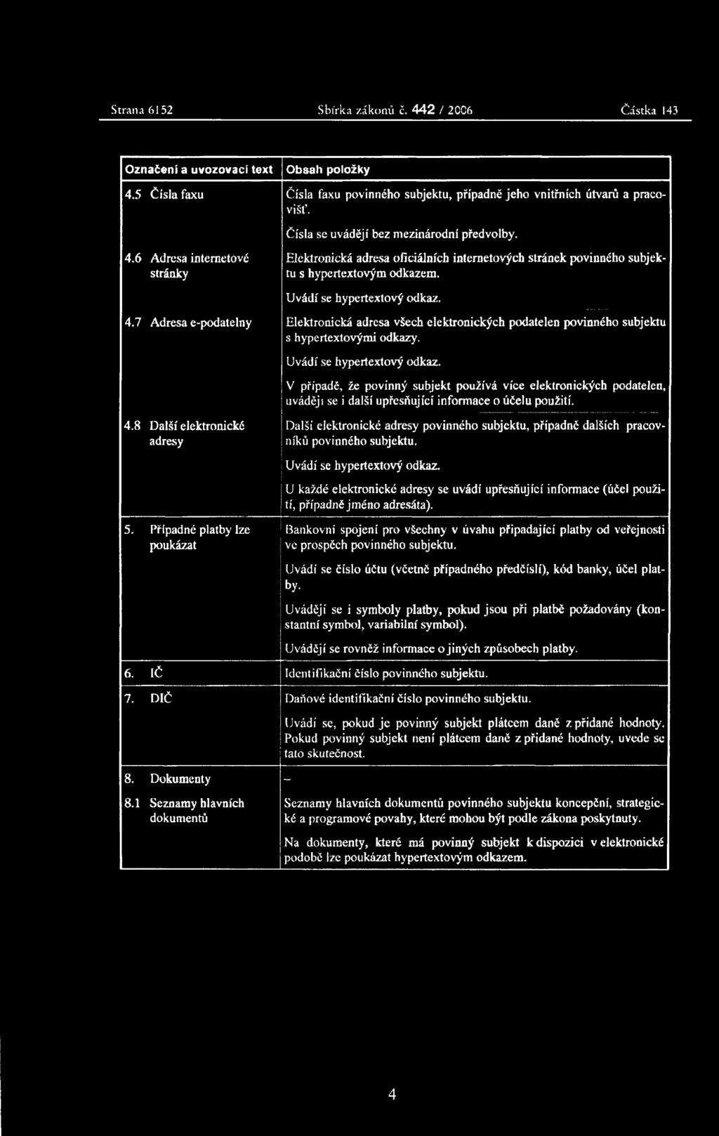 Uvádí se hypertextový odkaz. 4.7 Adresa e-podatelny Elektronická adresa všech elektronických podatelen povinného subjektu s hypertextovými odkazy. Uvádí se hypertextový odkaz.