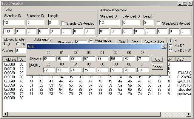 Obr. 29: Editace dat v nástroji Table reader V režimu Write mode je přístupná volba Move.