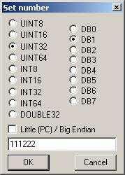 Defaultně je použita varianta Little Endian, ta je také použita na platformě Intel. Data lze zapisovat i obráceně (Big Endian) zatržením této volby.
