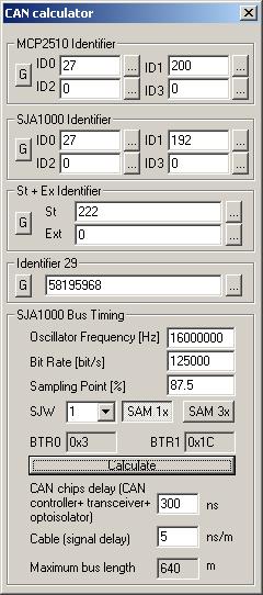 5.22 CAN calculator Obr. 37: Nástroj CAN calculator. CAN calculator je prostředek určený pro přepočet (konverzi) zejména rozšířených CANovských identifikátorů.