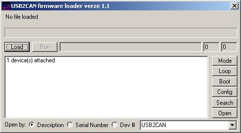 6.3. USB2CAN firmware loader Aby byla zajištěna možnost jednoduché aktualizace firmware převodníku o nové, případně uživatelské verze, obsahuje adaptér USB2CAN bootloader, který tuto možnost