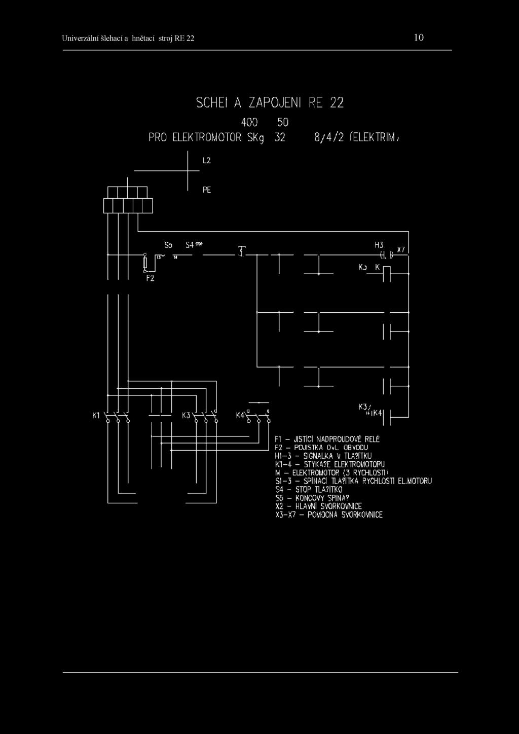 OBVODU H I-3 - SIGNALKA V TLAČÍTKU K 1-+ - STÝKÁTE ELEKTROMOTORU M - ELEKTROMOTOR (3 RYCHLOSTI'' $ 1-3 - s p ín a c í