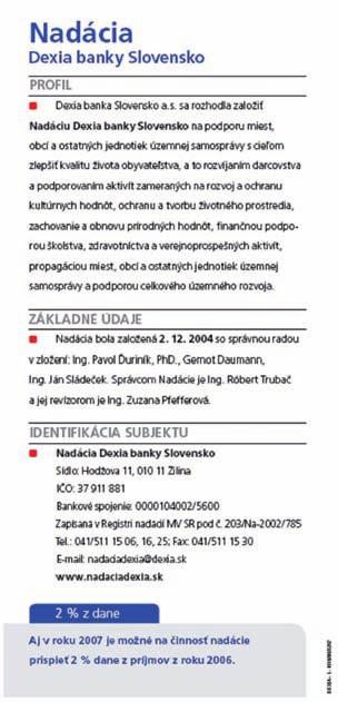 Nadácie Dexia banky Slovensko nadácia